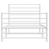 vidaXL Bed Frame White Powder-Coated Steel Small Single Metal Bed Frame