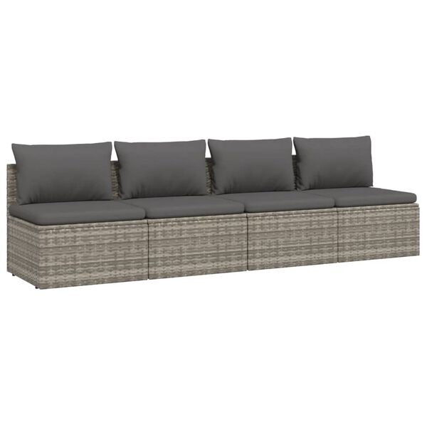 vidaXL Garden Lounge Set Grey PE Rattan Medium Garden Lounge Set
