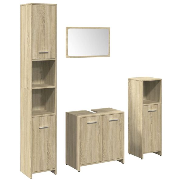 vidaXL Bathroom Furniture Set Sonoma Oak Engineered Wood Large
