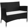 vidaXL Garden Bench Black, Cream White PE Rattan, Steel, 100% Polyester