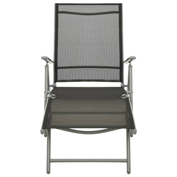 vidaXL Sun Lounger Black and Silver Aluminum, Textilene Standard
