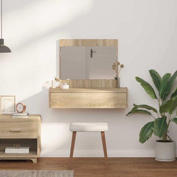 vidaXL Dressing Table Brown 32.68 x 15.75 x 27.56 in Engineered Wood