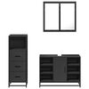 vidaXL Bathroom Furniture Set Black Engineered wood, metal, glass Standard