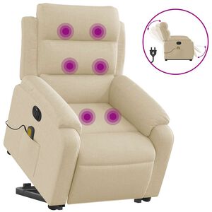 vidaXL Electric Stand-Up Massage Recliner Chair Cream