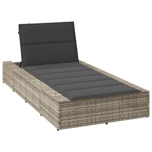 vidaXL Sunbed with Floating Cushion Light Grey Poly Rattan