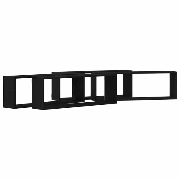 vidaXL Wall Shelf 4 pcs Black oak 80 x 15 x 26 cm Engineered wood