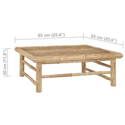 vidaXL Patio Table 25.6"x25.6"x11.8" Bamboo