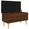 vidaXL Storage Bench Brown Oak, Black Engineered wood, Faux leather Medium