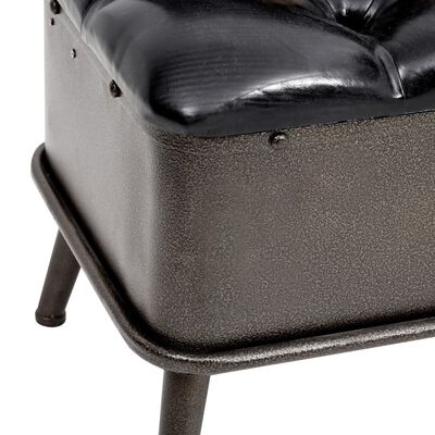 vidaXL Storage Bench with Backrest 43.3" Black Faux Leather
