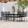 vidaXL Dining Set Black Powder-coated steel, tempered glass, cotton rope