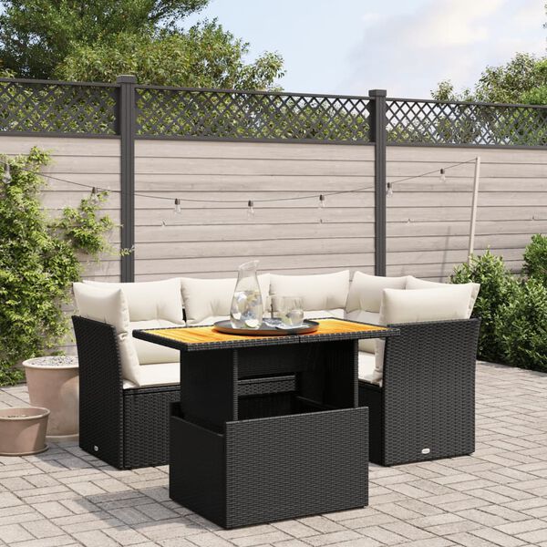 vidaXL Garden Sofa Set Black, Cream white
