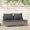 vidaXL 2-seater Garden Sofa Grey Poly rattan, powder-coated steel, polyester