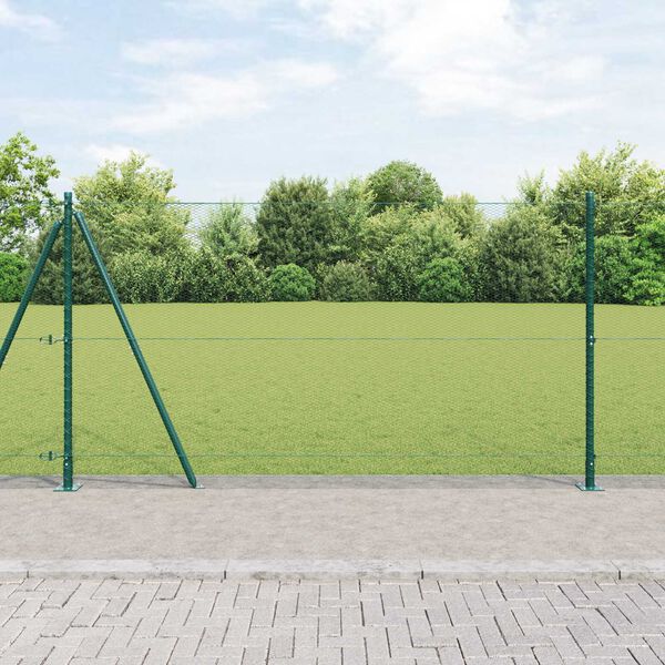 vidaXL Fence Post Green 328.08 x 3.94 ft (0.51 in mesh) Steel and PVC