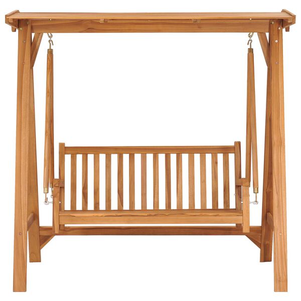 vidaXL Swing Bench with Taupe Cushion 66.9" Solid Teak Wood