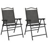 vidaXL Garden Chair Set of 2 Melange Grey Textilene fabric, Steel
