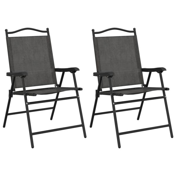 vidaXL Garden Chair Set of 2 Melange Grey Textilene fabric, Steel