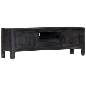 vidaXL Tv Cabinet Black Solid mango wood Medium Tv Cabinet Rectangular