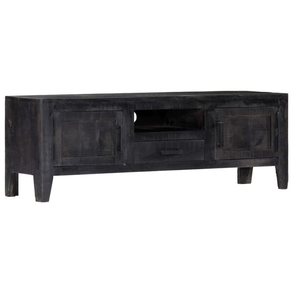 vidaXL Tv Cabinet Black Solid mango wood Medium Tv Cabinet Rectangular