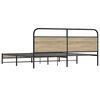 vidaXL Metal Bed Frame without Mattress Smoked Oak 183 x 83.9 "