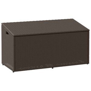 vidaXL Garden Storage Box Brown PE Rattan, Powder-Coated Steel Medium