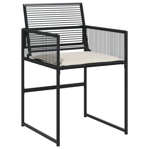 vidaXL Garden Dining Set Black, Cream White Poly Rattan, Steel, Glass