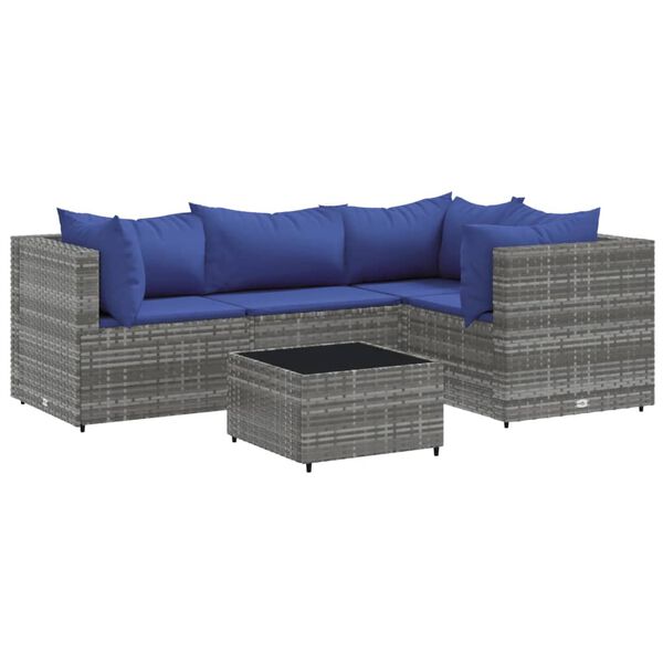 vidaXL Patio Lounge Set Gray Glass Standard Adjustable Feet
