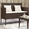 vidaXL Garden Bench Brown PE Rattan Standard Garden Bench Rectangular