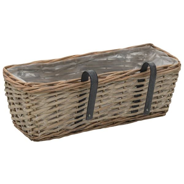 vidaXL Balcony Planter Set of 2 Brown Wicker with PE lining Medium