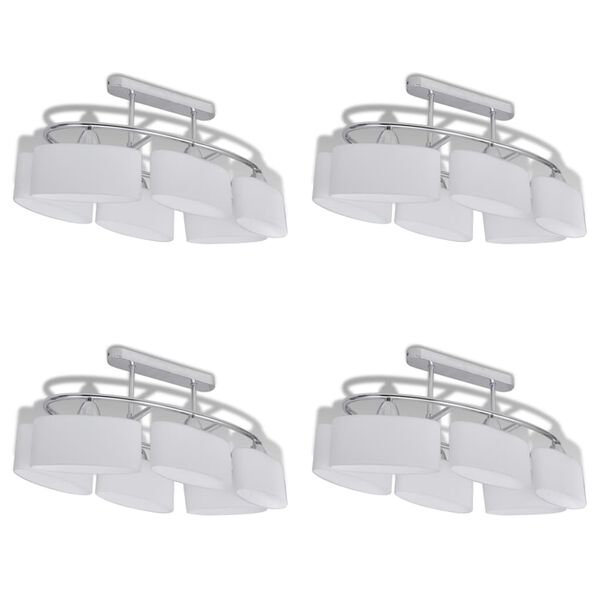 vidaXL Ceiling Lamp Set of 4 Chrome Metal frame, Glass shades Medium