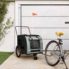 vidaXL Pet Bike Trailer Black and Grey Oxford fabric, Iron, PVC Medium