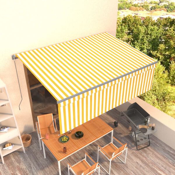 vidaXL Retractable Awning Yellow and White