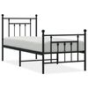 vidaXL Bed Frame Black Powder-Coated Steel Twin Bed Frame Rectangular
