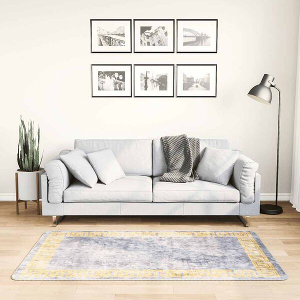 vidaXL Rug Grey 100% Polyester 31.5x59.1 in Rug Rectangular Modern