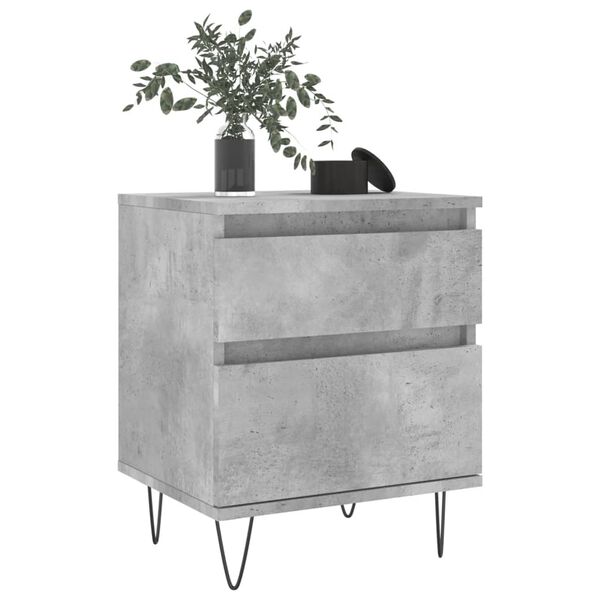 vidaXL Bedside Cabinet Set of 2 Concrete Grey Engineered wood, metal