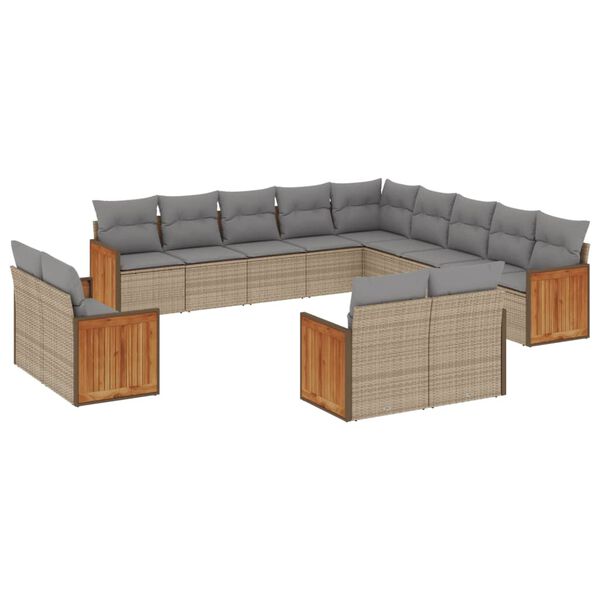 vidaXL Garden Sofa Set Beige PE Rattan Large Modular Garden Sofa Set