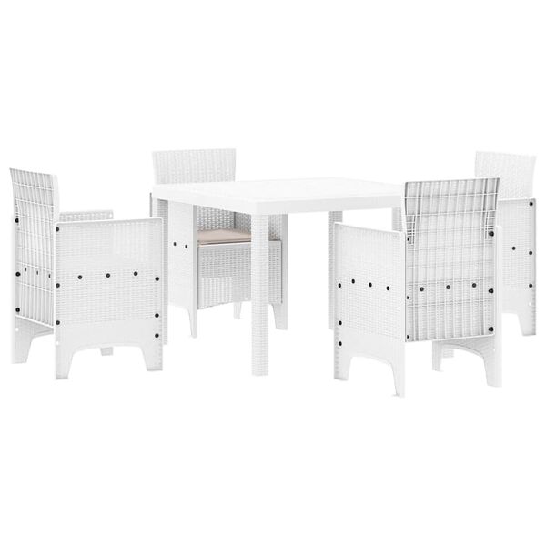 vidaXL Garden Dining Set 5 pcs White Polt rattan