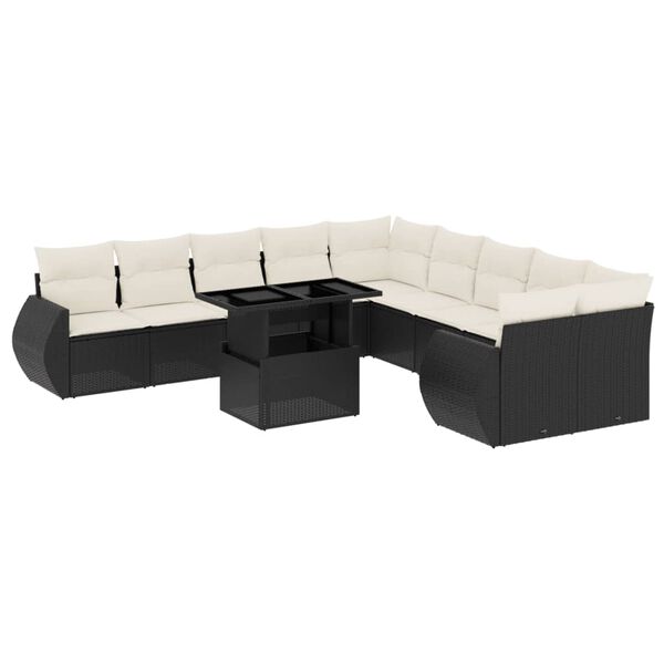 vidaXL Garden Sofa Set Black, Cream White