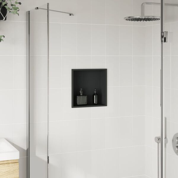 vidaXL Shower Niche Matt Black 12.6x12.6x3.5" Stainless Steel