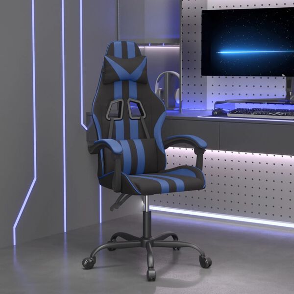 vidaXL Gaming Chair Black and Blue Faux Leather