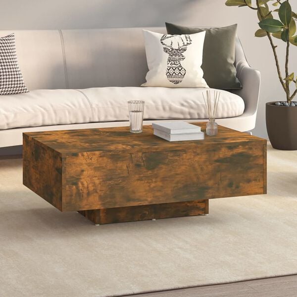 vidaXL Coffee Table Smoked Oak Engineered Wood 33.5 x 21.7 x 12.2 in
