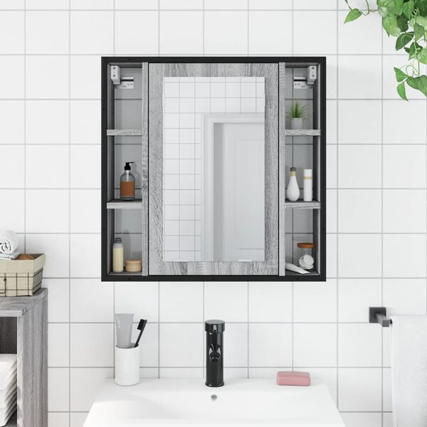 vidaXL Bathroom Mirror Cabinet Gray Sonoma Engineered wood