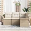 vidaXL Garden Sofa Set with Cushion 4 pcs Beige Poly Rattan