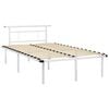 vidaXL Bed Frame White Powder-coated metal, plywood Full Durable