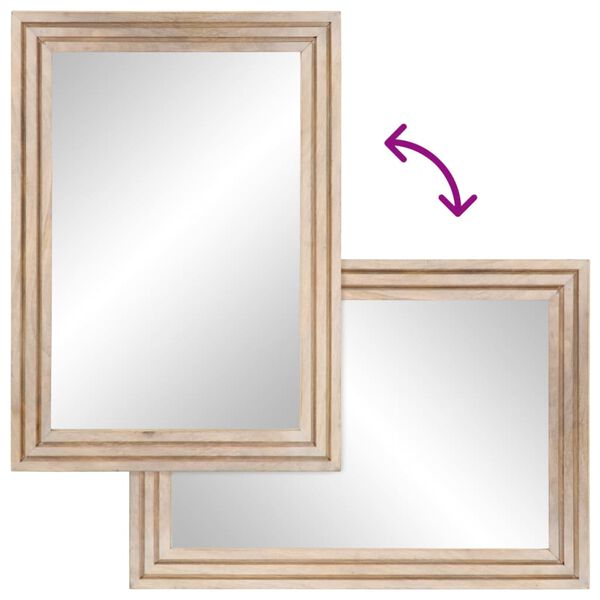 vidaXL Bathroom Mirror Bleached wood and clear glass Solid mango wood, glass