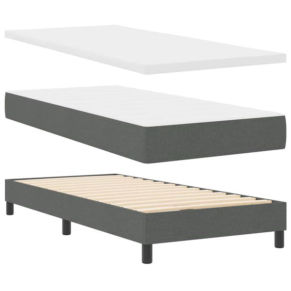 vidaXL Box Spring Bed with Mattress Dark gray 39.4" x 78.7