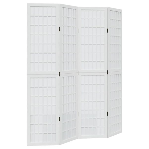 vidaXL Room Divider 4 Panels White Solid Wood Paulownia