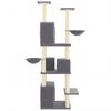 vidaXL Cat Tree Dark grey Engineered wood, plush, sisal 70.9 in Durable