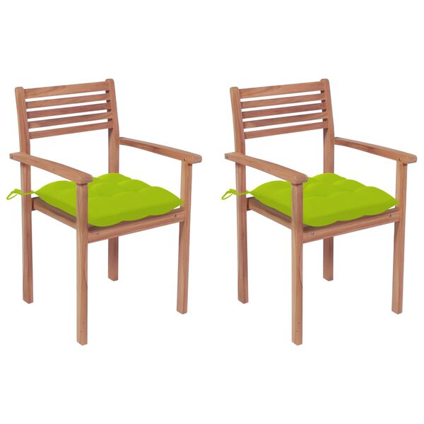 vidaXL Patio Chair Set of 2 Bright Green, Natural Wood