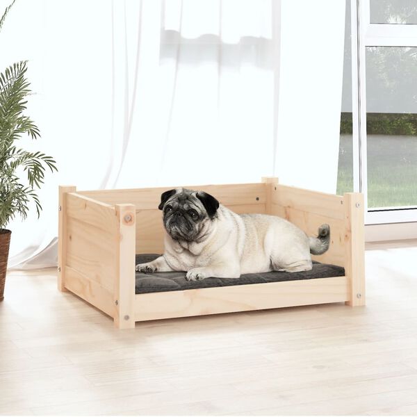 vidaXL Dog Bed Natural Wood Solid Pine Wood 25.8x19.9x11.0 in Durable