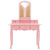 vidaXL Dressing Table Set with Stool Pink 39.4x15.7x57.5" Paulownia Wood